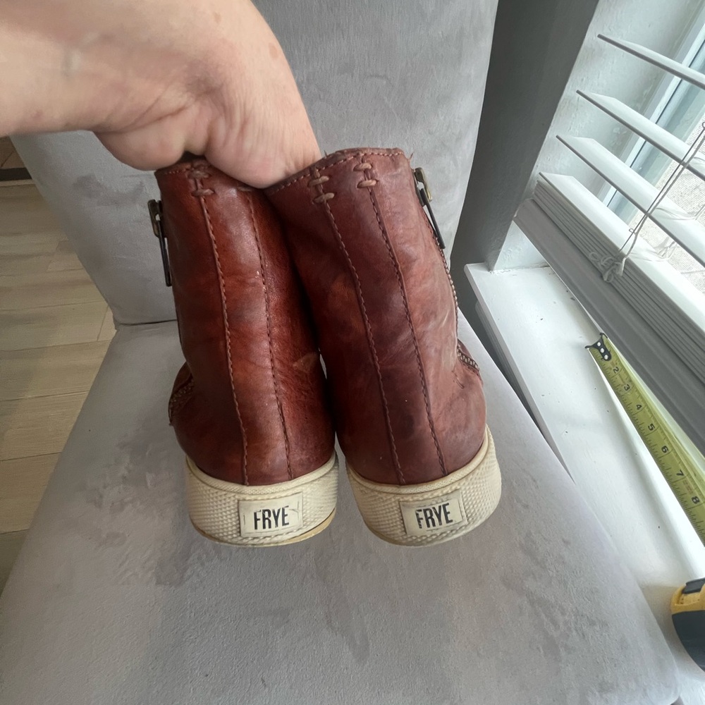 Frye Brown Leather High-Top Sneakers comfort shoes - Picture 3 of 7